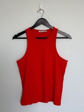 Sleeveless Ribbed Tank Top in Vibrant Red